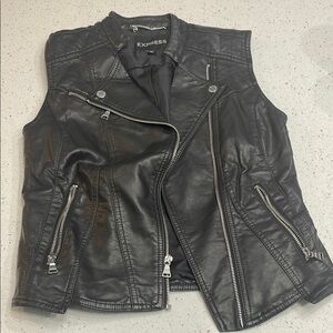 Express Black Moto Vest with Asymmetrical Zipper